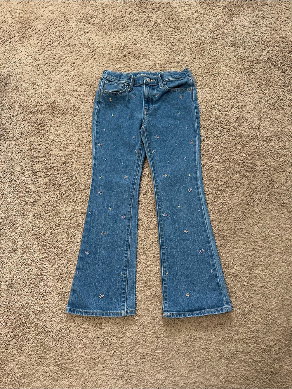 Old Navy Girls Embroidered High Rise Flare Jeans Medium Wash Floral Size 12